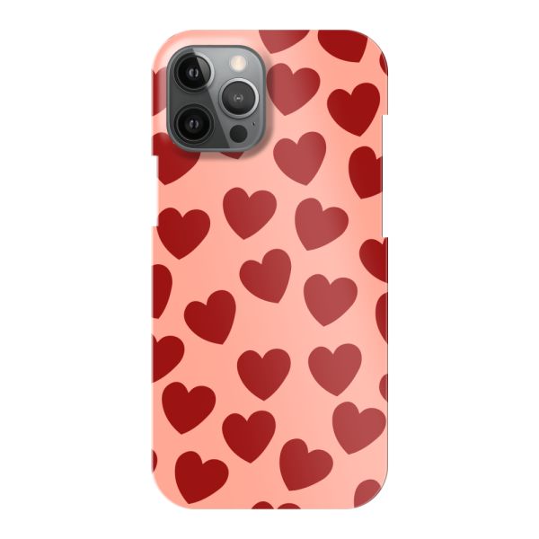 Volledig bedrukt iPhone 12 Pro Max hard case hoesje met Rode Hartjes