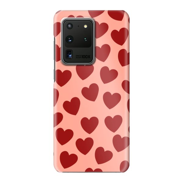 Volledig bedrukt Samsung Galaxy S20 Ultra / S20 Ultra 5G hard case hoesje met Rode Hartjes