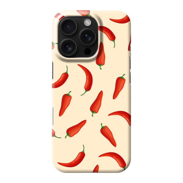 Volledig bedrukt iPhone 16 Pro hard case hoesje met Rode Pepers - Chili Pepper Patroon