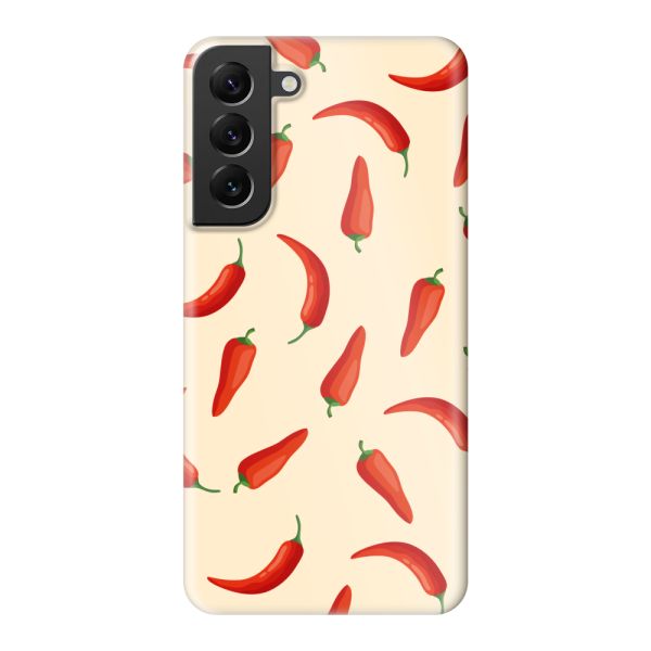 Volledig bedrukt Samsung Galaxy S22 Plus hard case hoesje met Rode Pepers - Chili Pepper Patroon