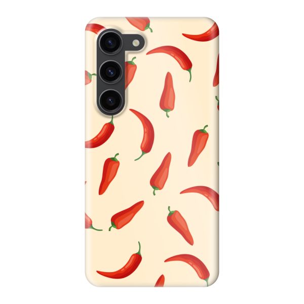Volledig bedrukt Samsung Galaxy S23 hard case hoesje met Rode Pepers - Chili Pepper Patroon