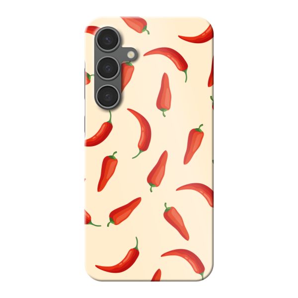 Volledig bedrukt Samsung Galaxy S24 Plus hard case hoesje met Rode Pepers - Chili Pepper Patroon
