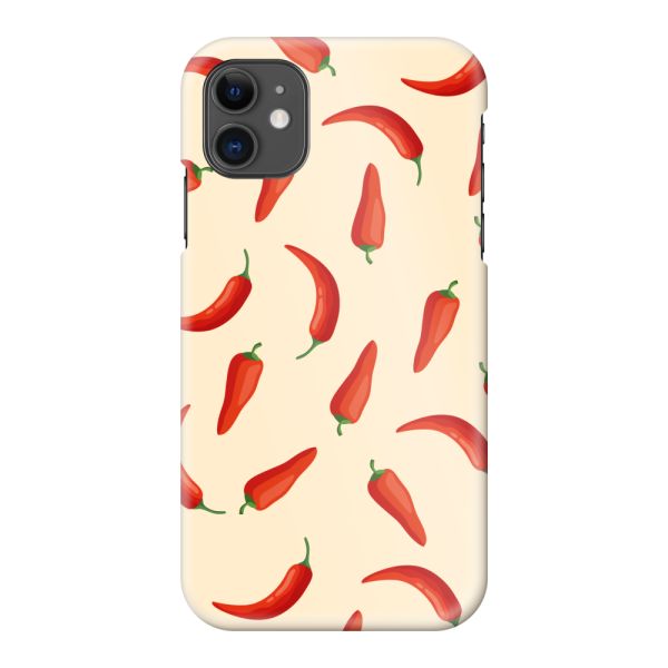 Volledig bedrukt iPhone 11 hard case hoesje met Rode Pepers - Chili Pepper Patroon