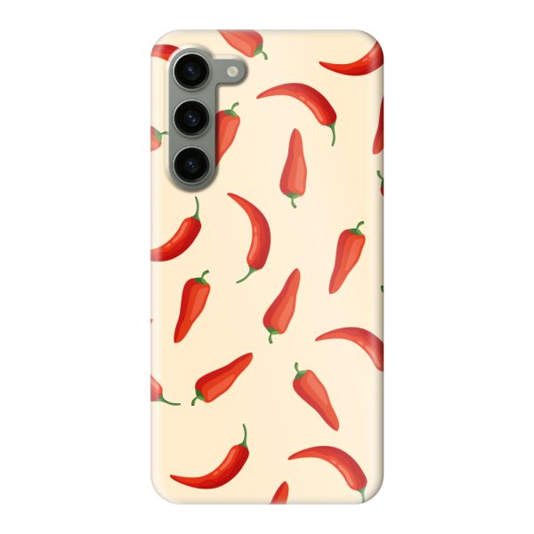 Volledig bedrukt Samsung Galaxy S23 Plus hard case hoesje met Rode Pepers - Chili Pepper Patroon