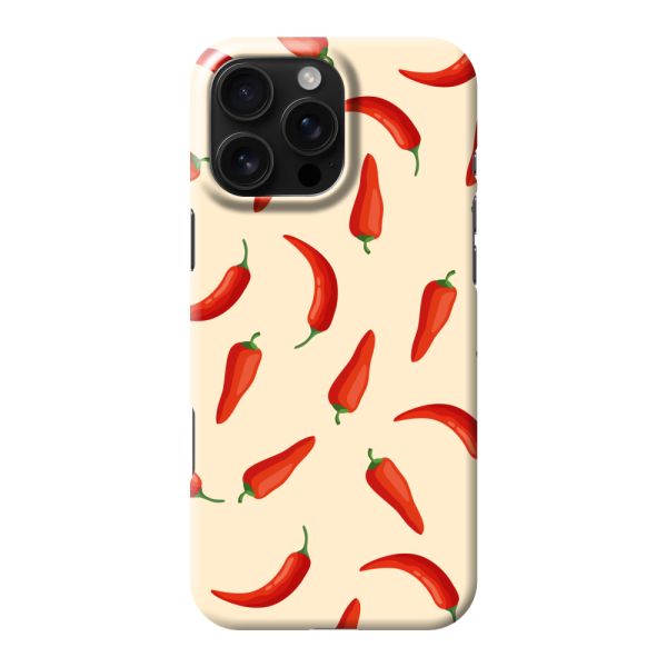 Vollständig bedrucktes iPhone 16 Pro Max hard case mit roten Chilis – Chili-Pepper-Muster