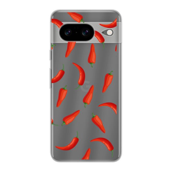 Funda flexible Google Pixel 8 con Chiles Rojos - Patrón Transparente Chili Pepper