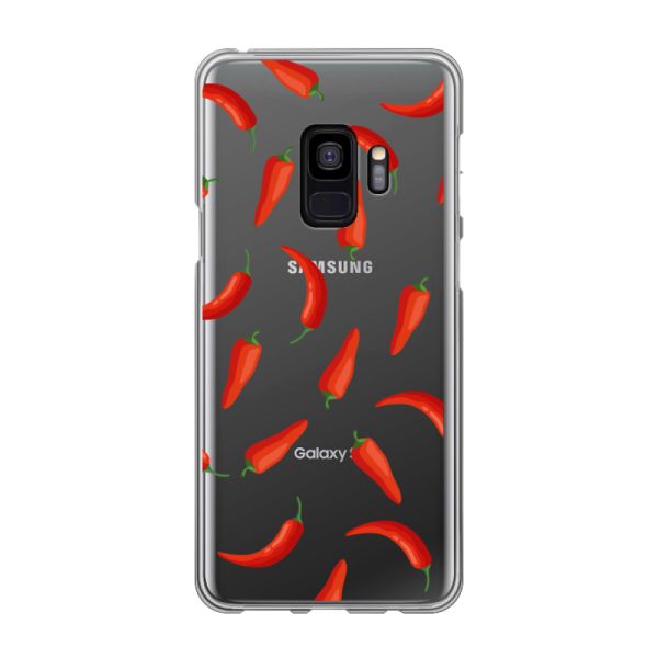 Flexibel Samsung Galaxy S9 hoesje met Rode Pepers - Transparant Chili Pepper Patroon