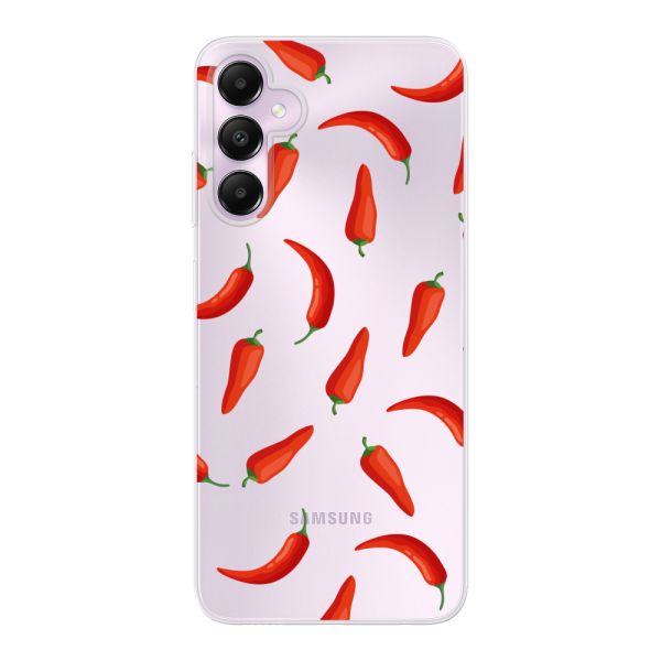 Flexibel Samsung Galaxy A05s hoesje met Rode Pepers - Transparant Chili Pepper Patroon
