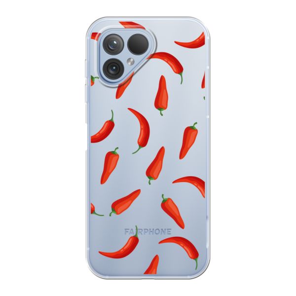 Flexibel Fairphone 5 hoesje met Rode Pepers - Transparant Chili Pepper Patroon