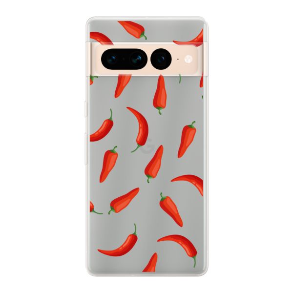 Funda flexible Google Pixel 7 Pro con Chiles Rojos - Patrón Transparente Chili Pepper