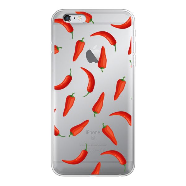 Flexibel iPhone 6 Plus / 6s Plus hoesje met Rode Pepers - Transparant Chili Pepper Patroon