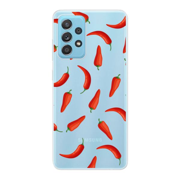 Flexibel Samsung Galaxy A73 5G hoesje met Rode Pepers - Transparant Chili Pepper Patroon