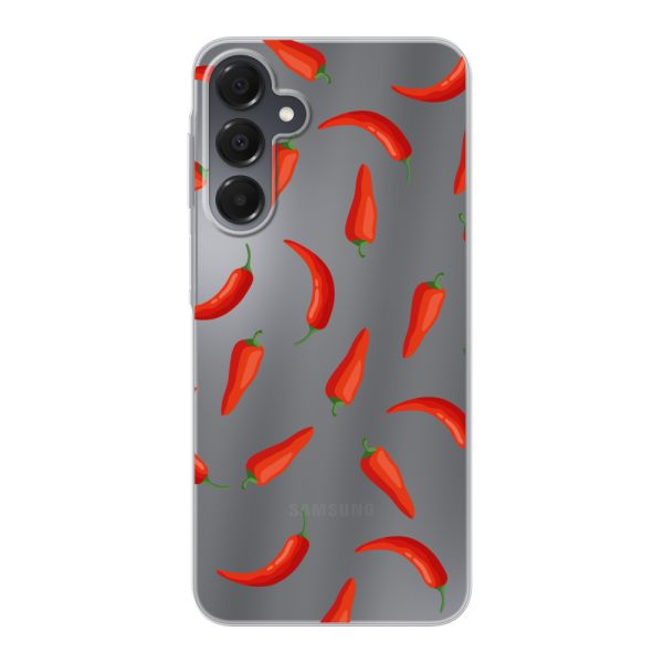 Flexibel Samsung Galaxy A16 / A16 5G hoesje met Rode Pepers - Transparant Chili Pepper Patroon