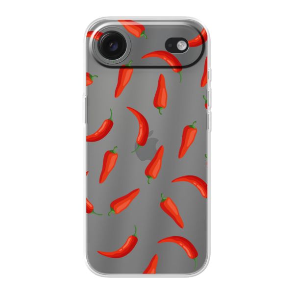 Flexible iPhone Air Hülle mit Roten Chilis - Transparentes Chili Pepper Muster