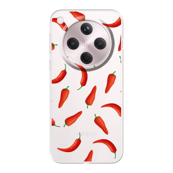 Flexibel Oppo Find X8 hoesje met Rode Pepers - Transparant Chili Pepper Patroon