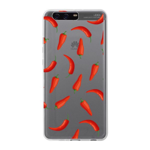 Flexibel Huawei P10 Plus hoesje met Rode Pepers - Transparant Chili Pepper Patroon