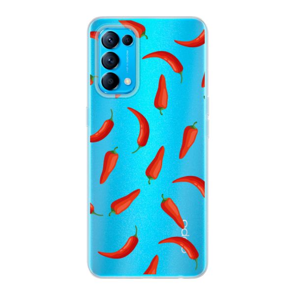 Flexibel Oppo Find X3 Lite hoesje met Rode Pepers - Transparant Chili Pepper Patroon