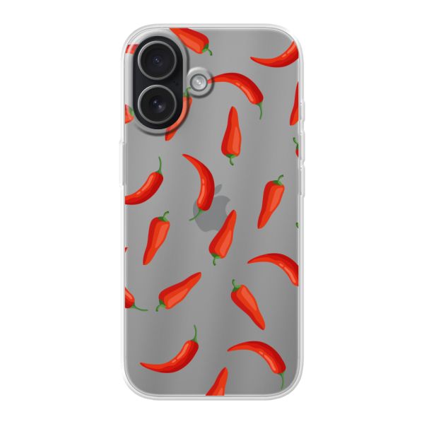 Funda flexible iPhone 17 con Chiles Rojos - Patrón Transparente Chili Pepper