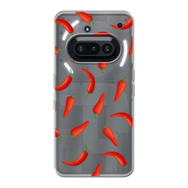 Coque Nothing Phone (3a) flexible avec Piments Rouges - Motif Transparent Chili Pepper
