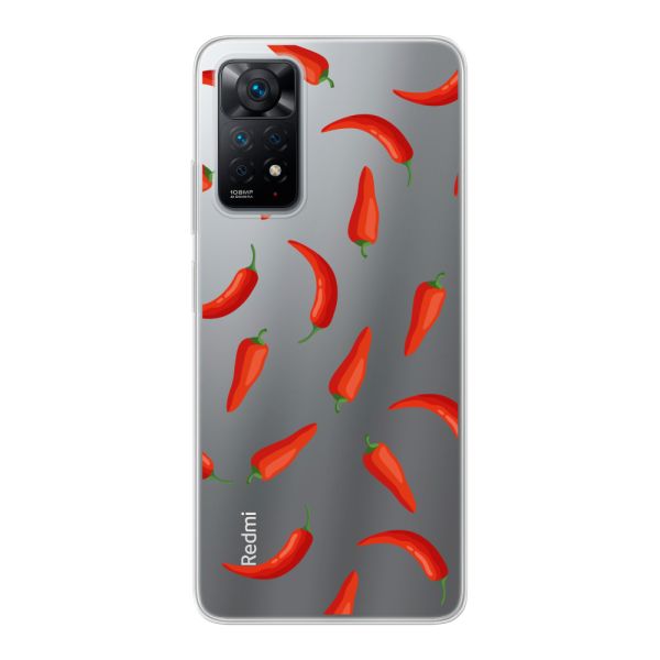 Flexibel Xiaomi Redmi Note 11 Pro / Note 11 Pro 5G hoesje met Rode Pepers - Transparant Chili Pepper Patroon