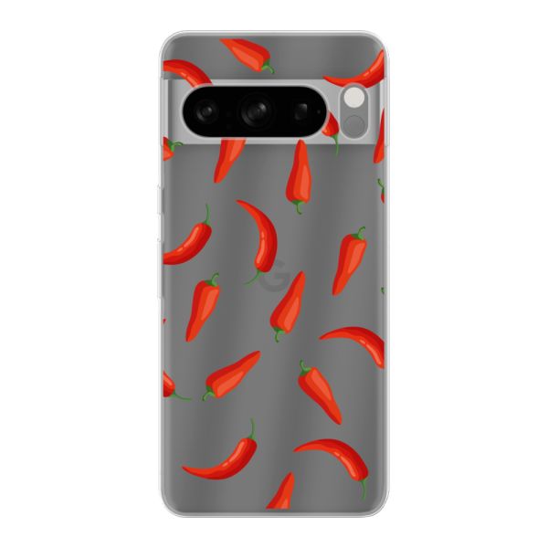 Funda flexible Google Pixel 8 Pro con Chiles Rojos - Patrón Transparente Chili Pepper
