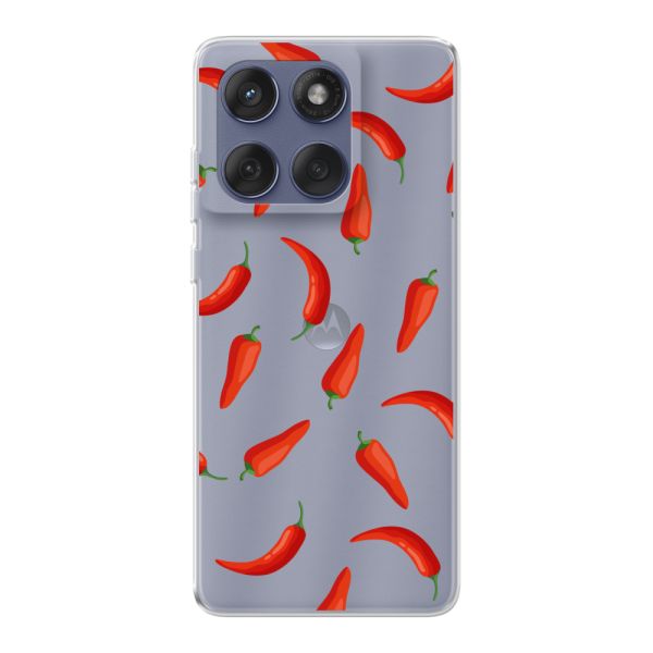 Flexibel Motorola Edge 60 / 60s / 60 Fusion hoesje met Rode Pepers - Transparant Chili Pepper Patroon