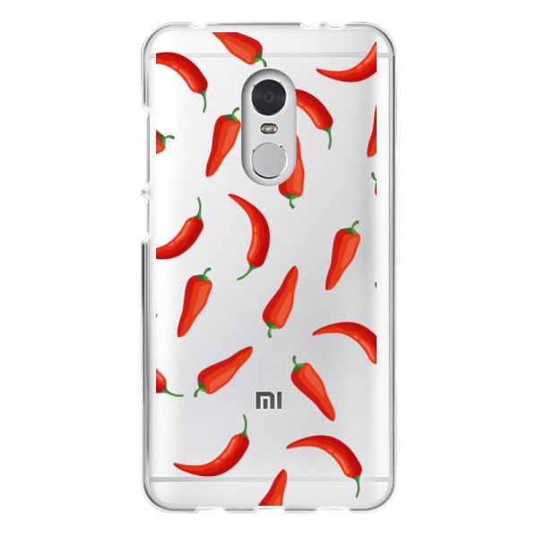 Flexibel Xiaomi Redmi 5 hoesje met Rode Pepers - Transparant Chili Pepper Patroon