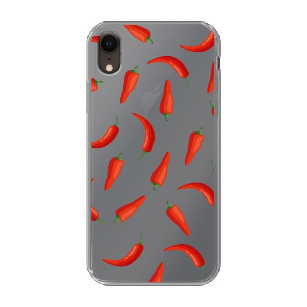 Flexibel iPhone Xr hoesje met Rode Pepers - Transparant Chili Pepper Patroon