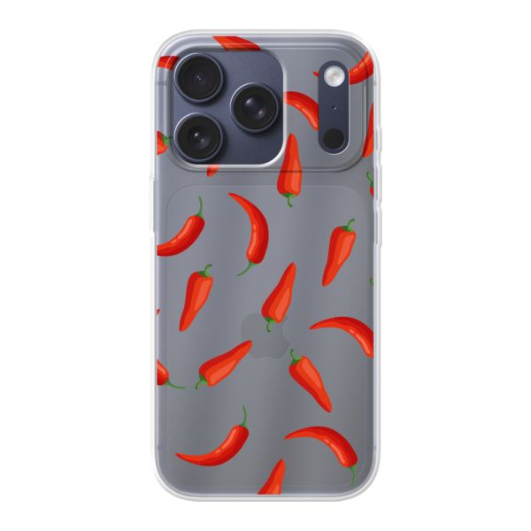 Flexibel iPhone 17 Pro hoesje met Rode Pepers - Transparant Chili Pepper Patroon