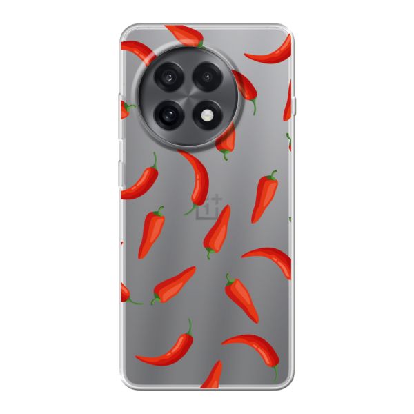 Funda flexible OnePlus 13R con Chiles Rojos - Patrón Transparente Chili Pepper