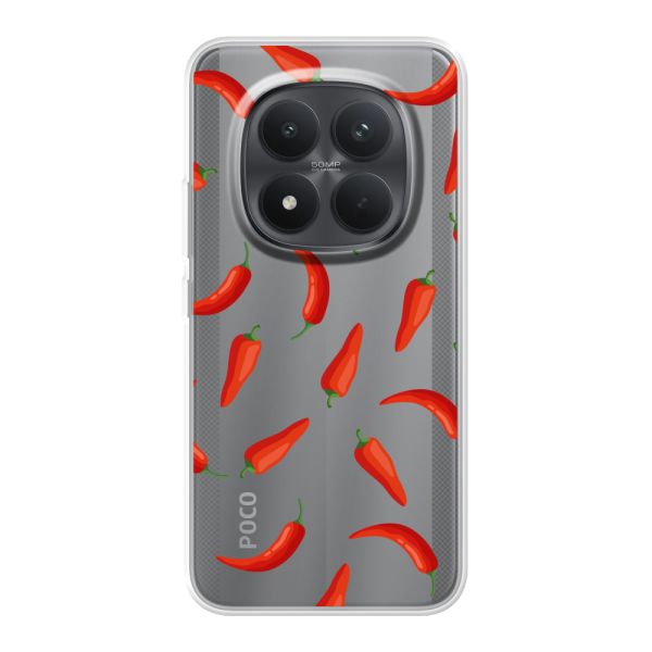 Flexibel Xiaomi Poco M8 Pro hoesje met Rode Pepers - Transparant Chili Pepper Patroon
