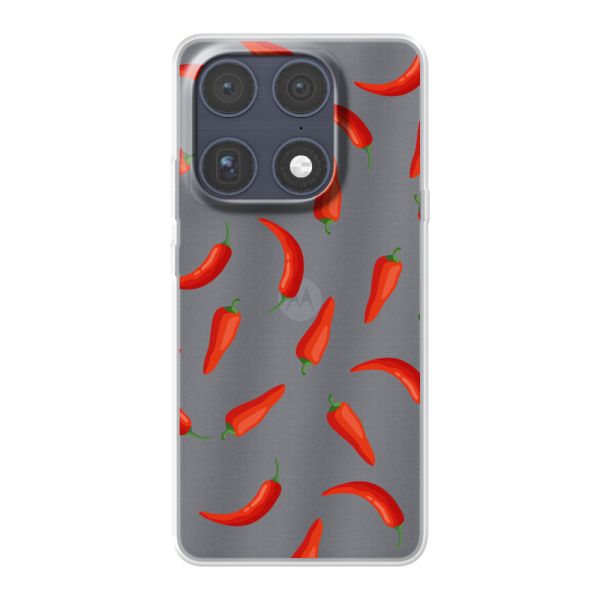 Flexibel Motorola Signature hoesje met Rode Pepers - Transparant Chili Pepper Patroon