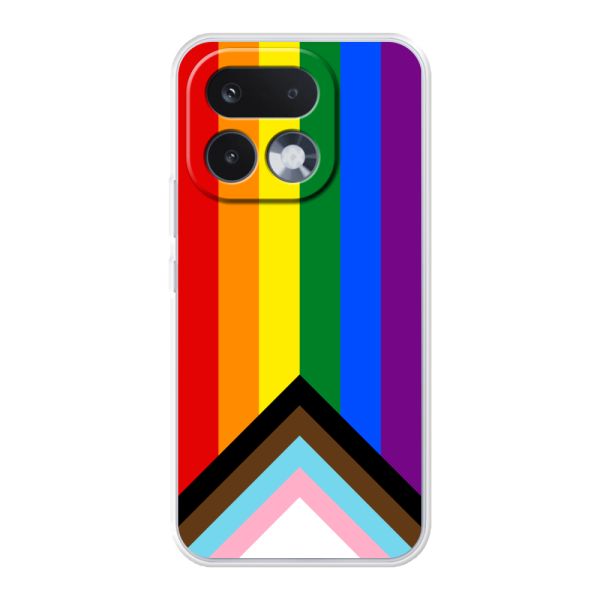 Flexibel Realme 16 Pro hoesje met Regenboog Vlag - Progress Pride Vlag