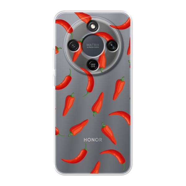 Flexible Honor X9 Hülle mit Roten Chilis - Transparentes Chili Pepper Muster