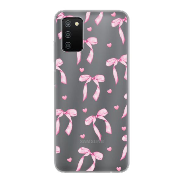 Flexibel Samsung Galaxy A03s hoesje met Roze Strikjes en Hartjes