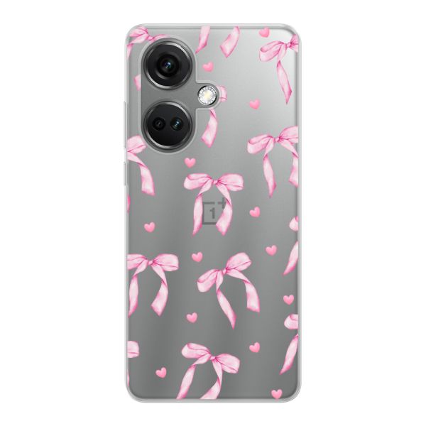 Flexible OnePlus Nord CE 3 (5G) Hülle mit rosa Schleifen und Herzen