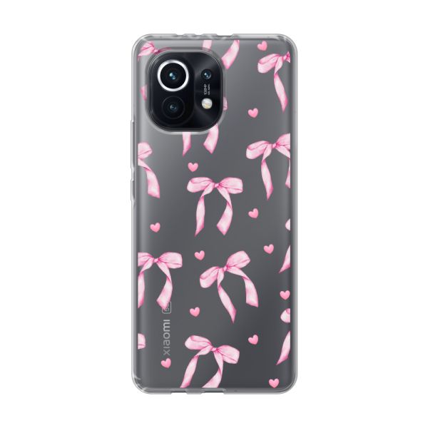 Flexibel Xiaomi Mi 11 hoesje met Roze Strikjes en Hartjes