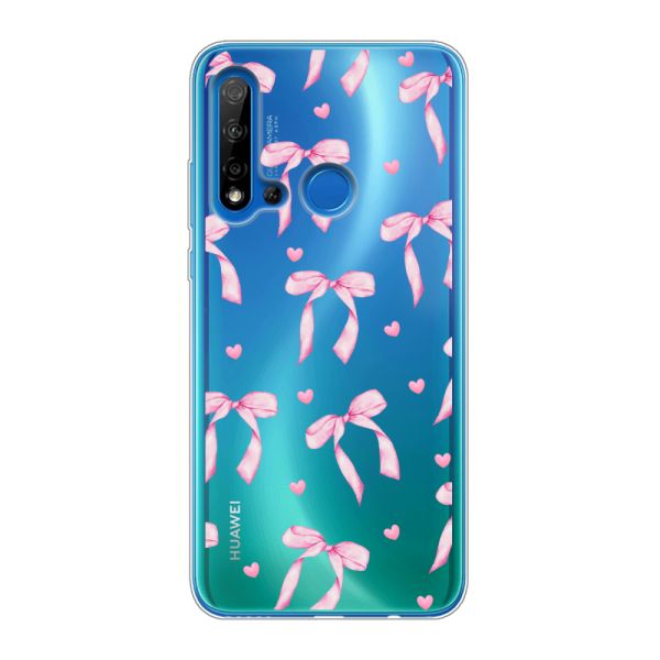 Flexibel Huawei P20 Lite (2019) hoesje met Roze Strikjes en Hartjes