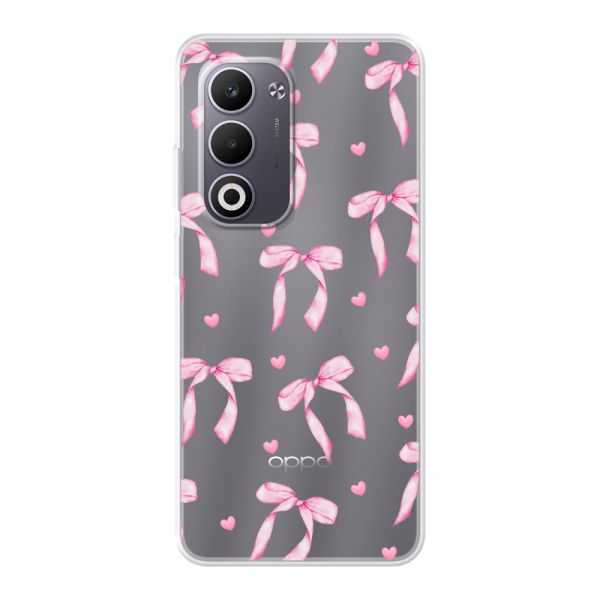 Funda flexible Oppo A5 con lazos y corazones rosas