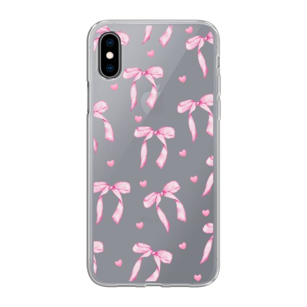 Flexibel iPhone X / Xs hoesje met Roze Strikjes en Hartjes