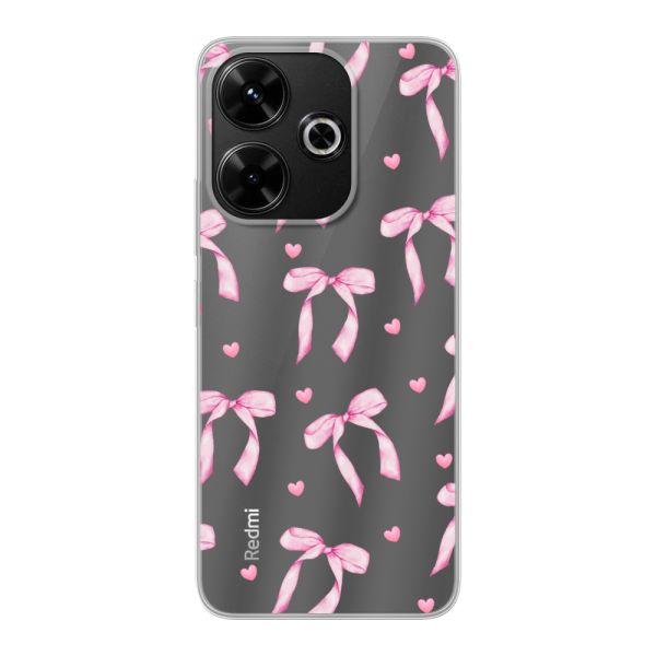 Flexibel Xiaomi Poco M6 4G hoesje met Roze Strikjes en Hartjes