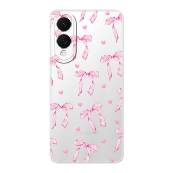 Flexibel Samsung Galaxy S25 Edge hoesje met Roze Strikjes en Hartjes