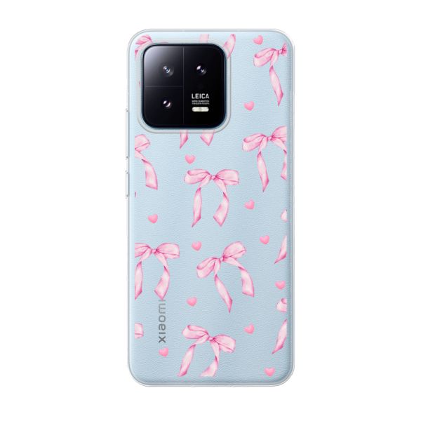 Flexibel Xiaomi 13 Pro hoesje met Roze Strikjes en Hartjes