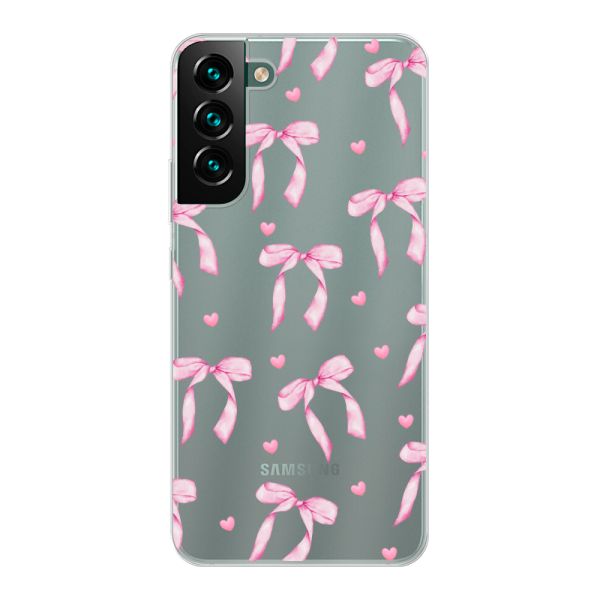 Flexibel Samsung Galaxy S22 Plus hoesje met Roze Strikjes en Hartjes